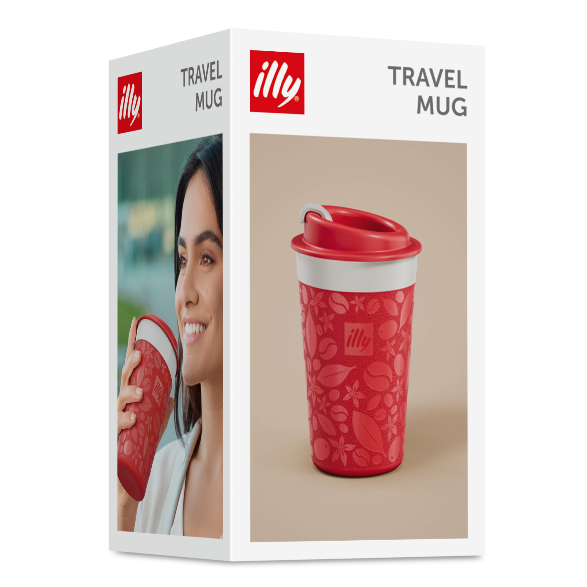 Travel Mug illy Red Zagnoli Pattern, Coffee Accessories, 02-06-0094
