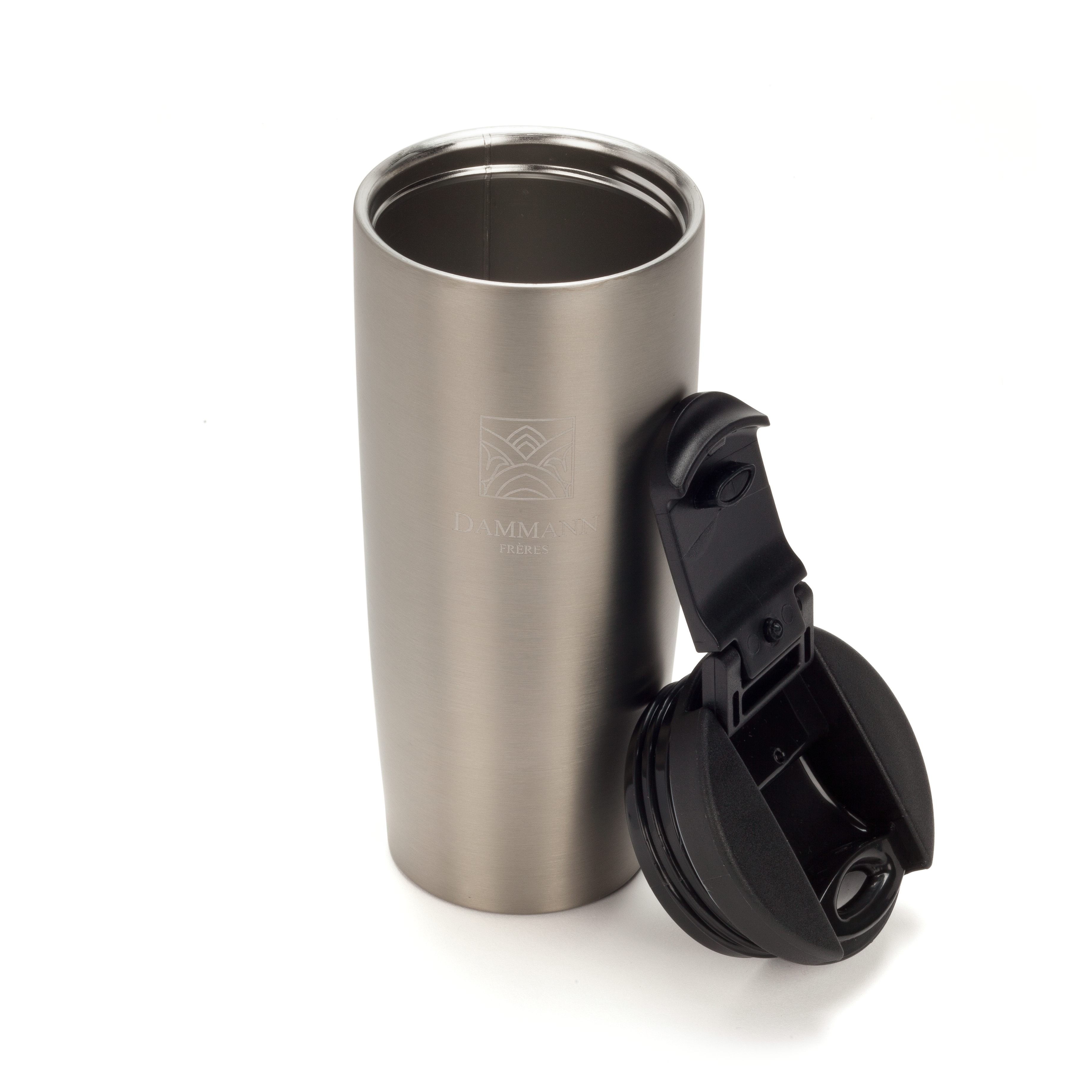 Dammann Frères "Nomade" Isothermal Pearl Grey Travel Mug, Caddy / Container, 18-21-9920