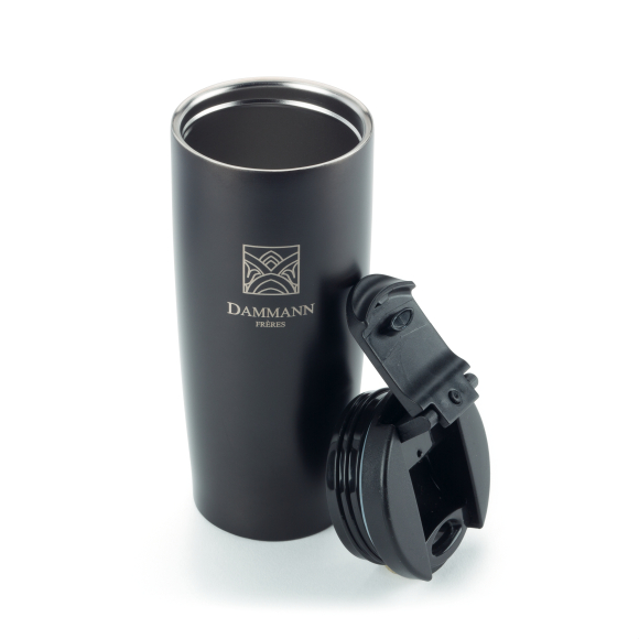 Dammann Frères "Nomade" Isothermal Black Travel Mug, Caddy / Container, 18-21-9921
